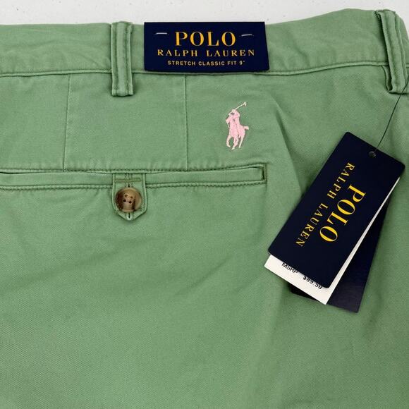 NWT Polo Ralph Lauren Stretch Classic Fit 9" Chino Shorts, Green, Big & Tall 50B - Picture 4 of 13
